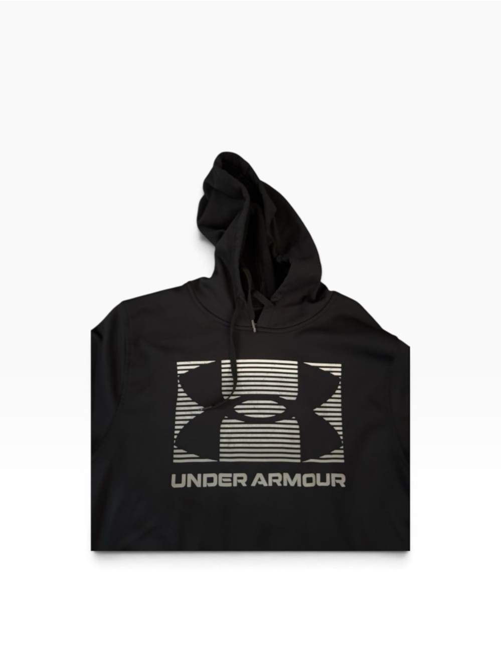 Under Armour Black Pullover Hoodie with White Logo Block - Picture 2 of 5